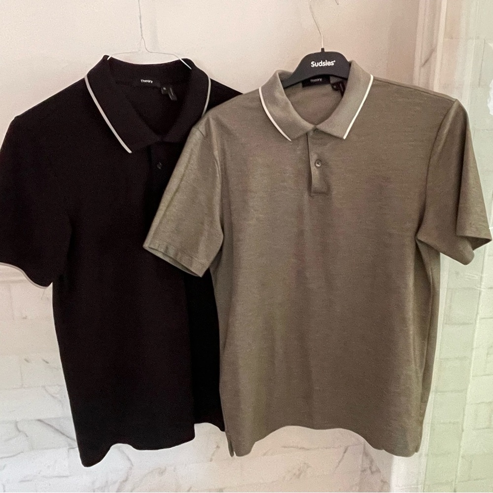 Theory Black and Olive Polo Shirt Duo